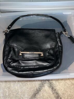 Coach Black Leather Shoulder Hobo with Silver Hardware: Vintage